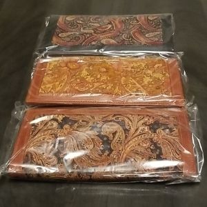 SOLD - NWOT Paisley Silk and Leather Wallets